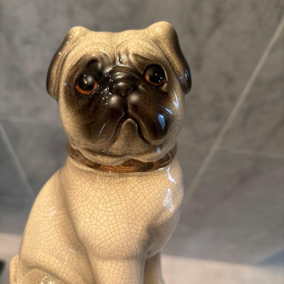 アメリカ70年代ヴィンテージ困ったお顔が可愛すぎるパグの陶器