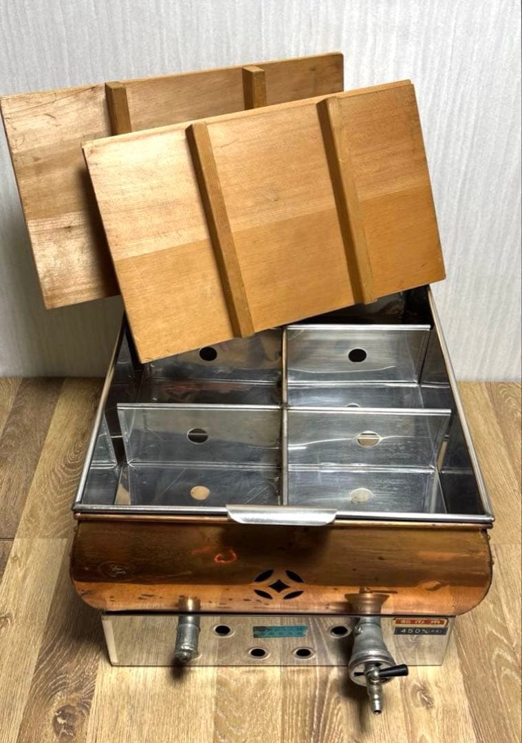 尺5 銅製 おでん鍋 都市ガス用 6ツ切 仕切り 厨房 業務用 木蓋付 湯煎器