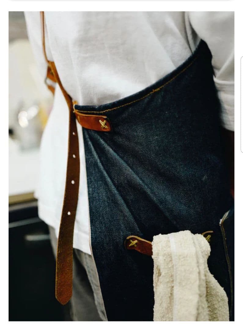 【美品】エプロン 岡山デニム デニム 赤耳 レザー 牛革