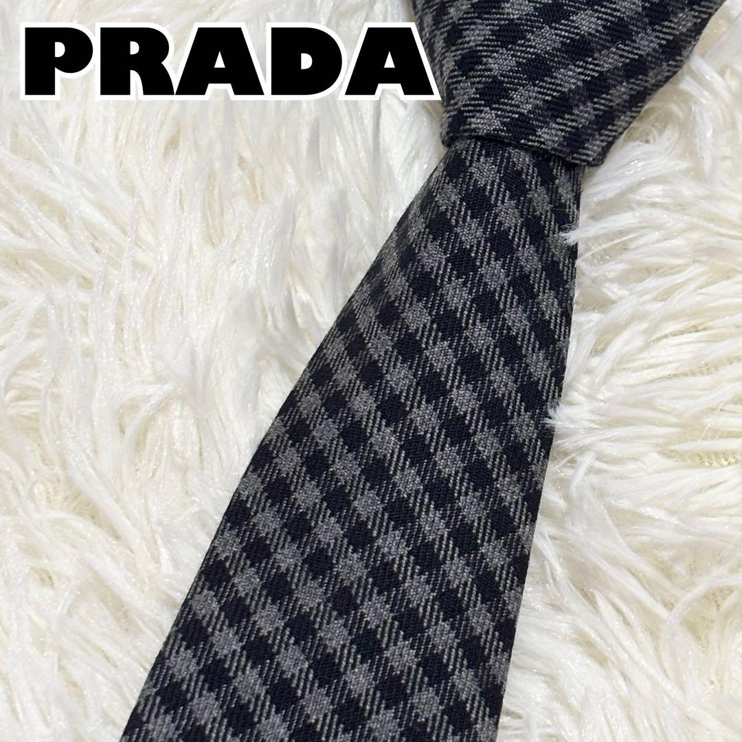 ✨ほぼ未使用✨PRADA ネクタイ　ナロータイ　チェック柄