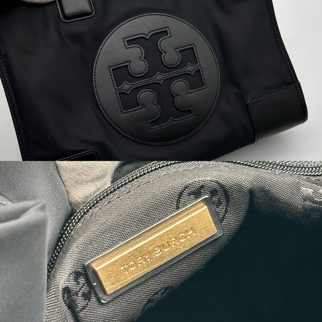 【美品】Tory Burch レザー×ナイロン トートバッグ 大容量 A4 黒