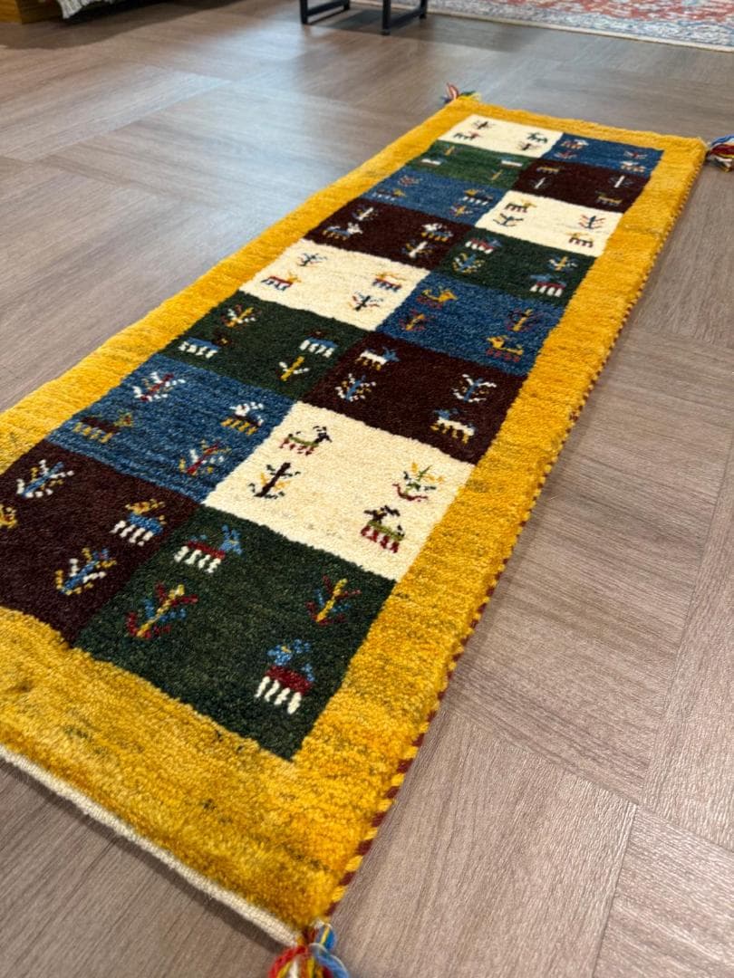 120x42cm ペルシャギャッベ ランナー (ギャベ) ペルシャ絨毯 ギャッベ