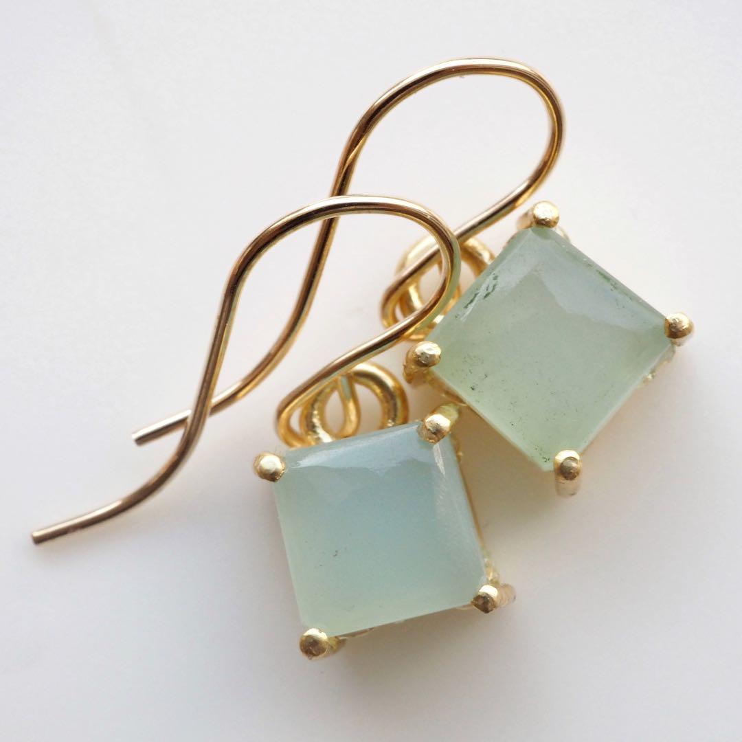 【ひなママ】ラスト！宝石質アイスブルーカルセドニーイヤリング