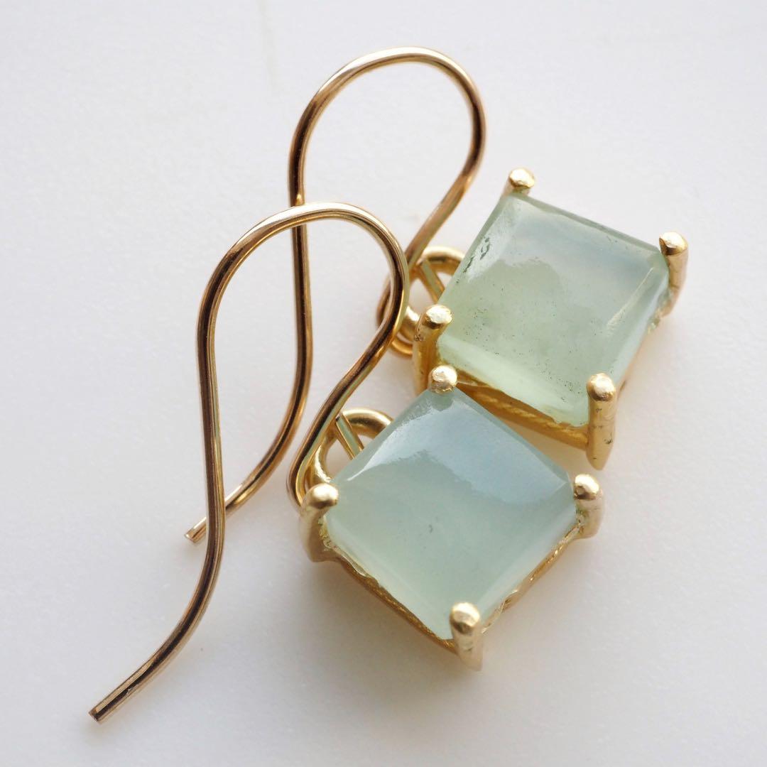 【ひなママ】ラスト！宝石質アイスブルーカルセドニーイヤリング