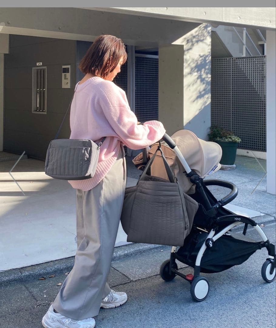 SOLPRESA ブラック 洗える キルティングトートマザーズバッグ(M)