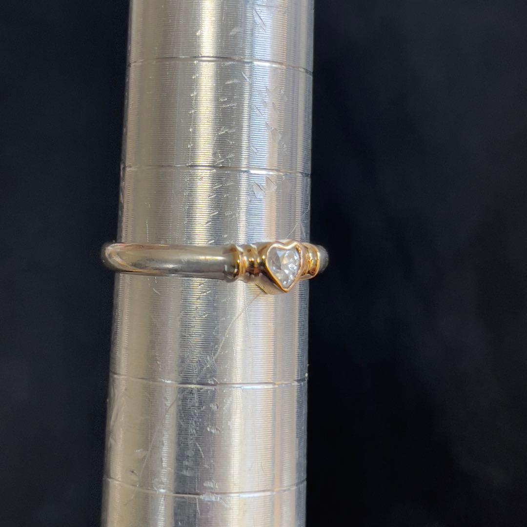 【20】k18とsilverのコンビ　ハートリング　ヴィンテージ　9号