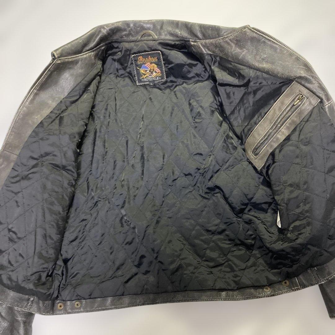 【USA製】ブロッケン 牛革 シングルライダース L 短丈 フェード 雰囲気◎