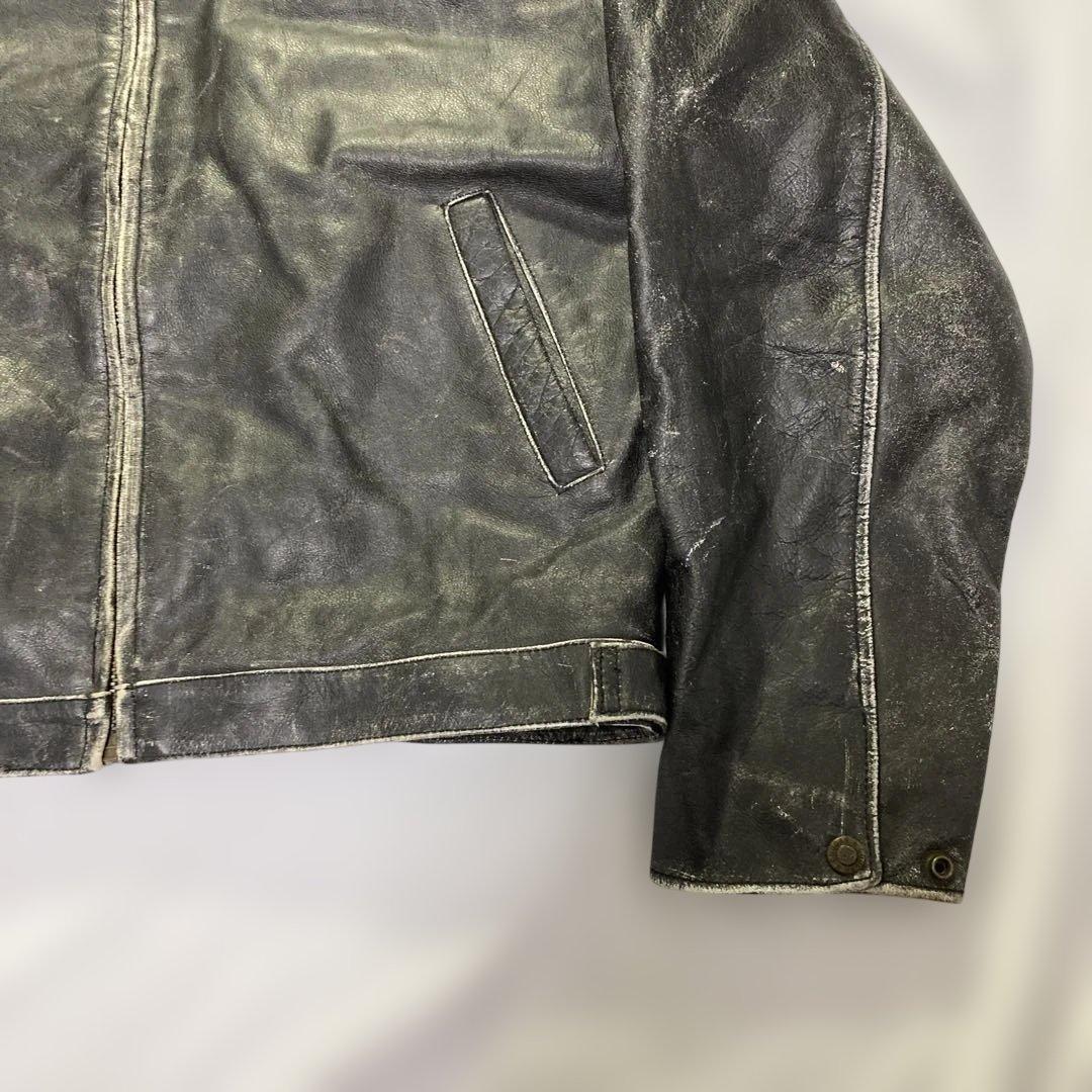 【USA製】ブロッケン 牛革 シングルライダース L 短丈 フェード 雰囲気◎