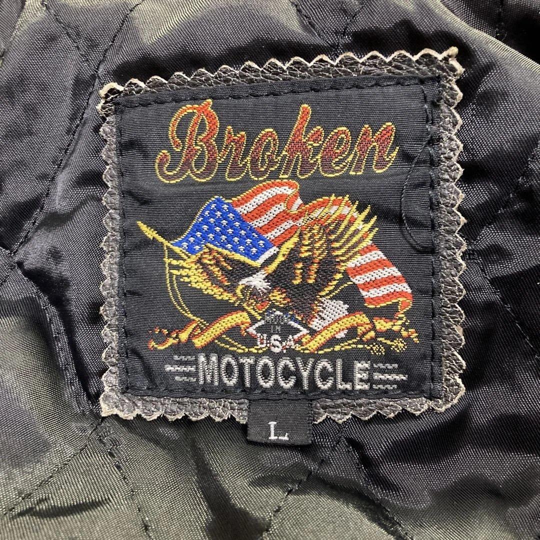【USA製】ブロッケン 牛革 シングルライダース L 短丈 フェード 雰囲気◎