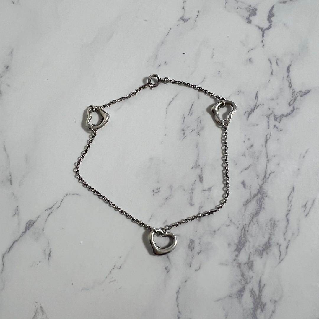 美品 ティファニー ブレス オープンハート 3連 シルバー 925