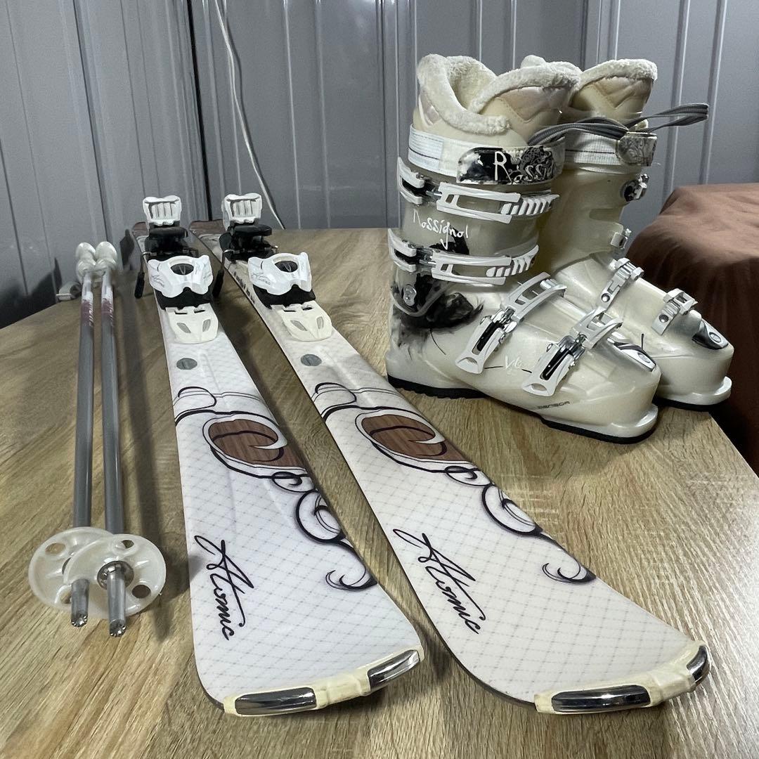 ATOMIC149cm ROSSIGNOL24.5cm スキーセット