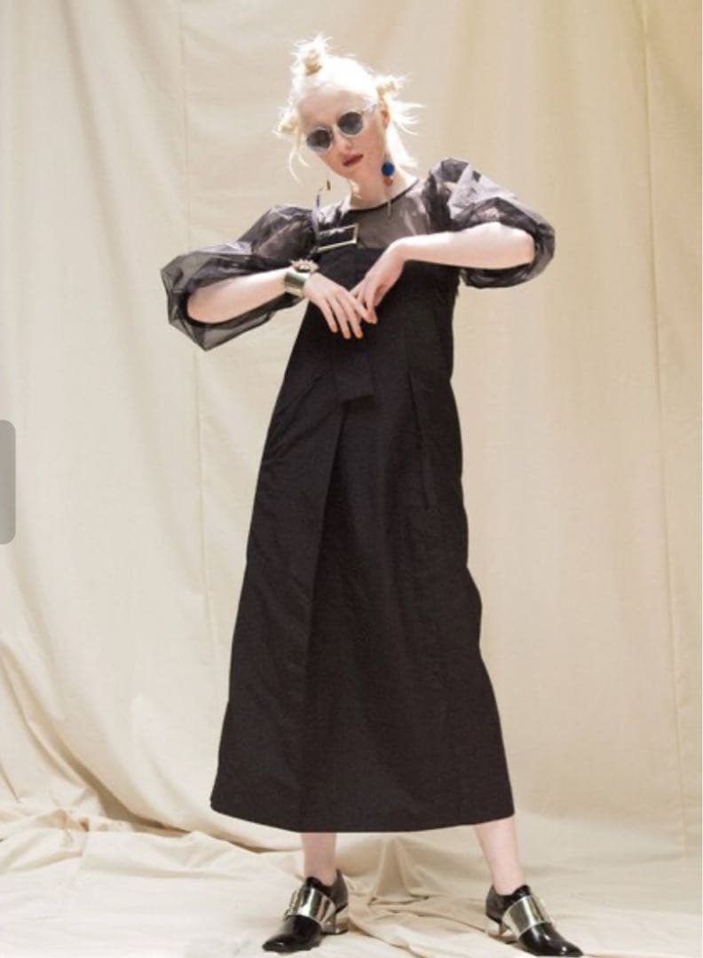 アンスリード　ワンショルダーオーバーワンピース　黒