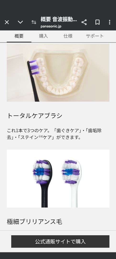 新品・未開封パナソニック 音波振動ハブラシ ドルツ EW-DA48-A