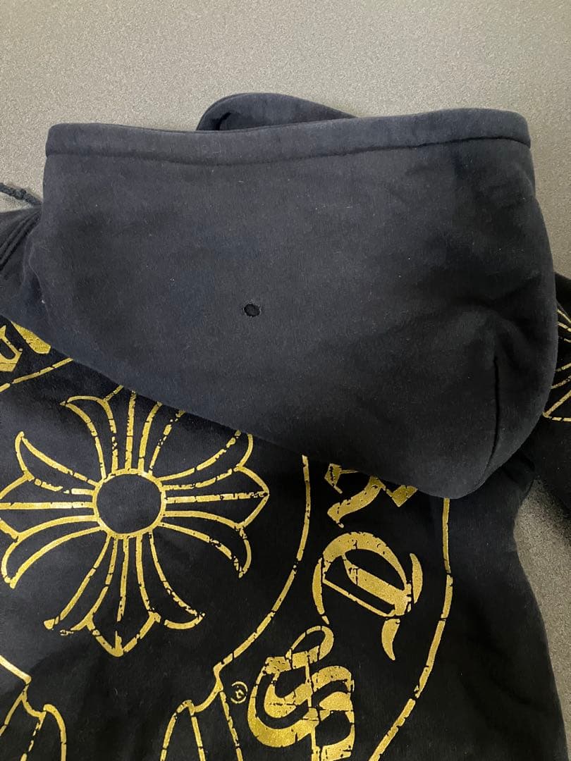 クロムハーツ　ダークネイビー　ゴールドプリント　サーマルパーカー