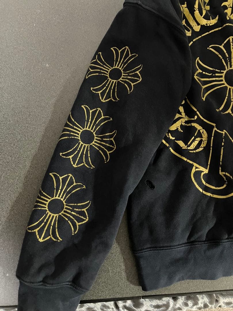 クロムハーツ　ダークネイビー　ゴールドプリント　サーマルパーカー