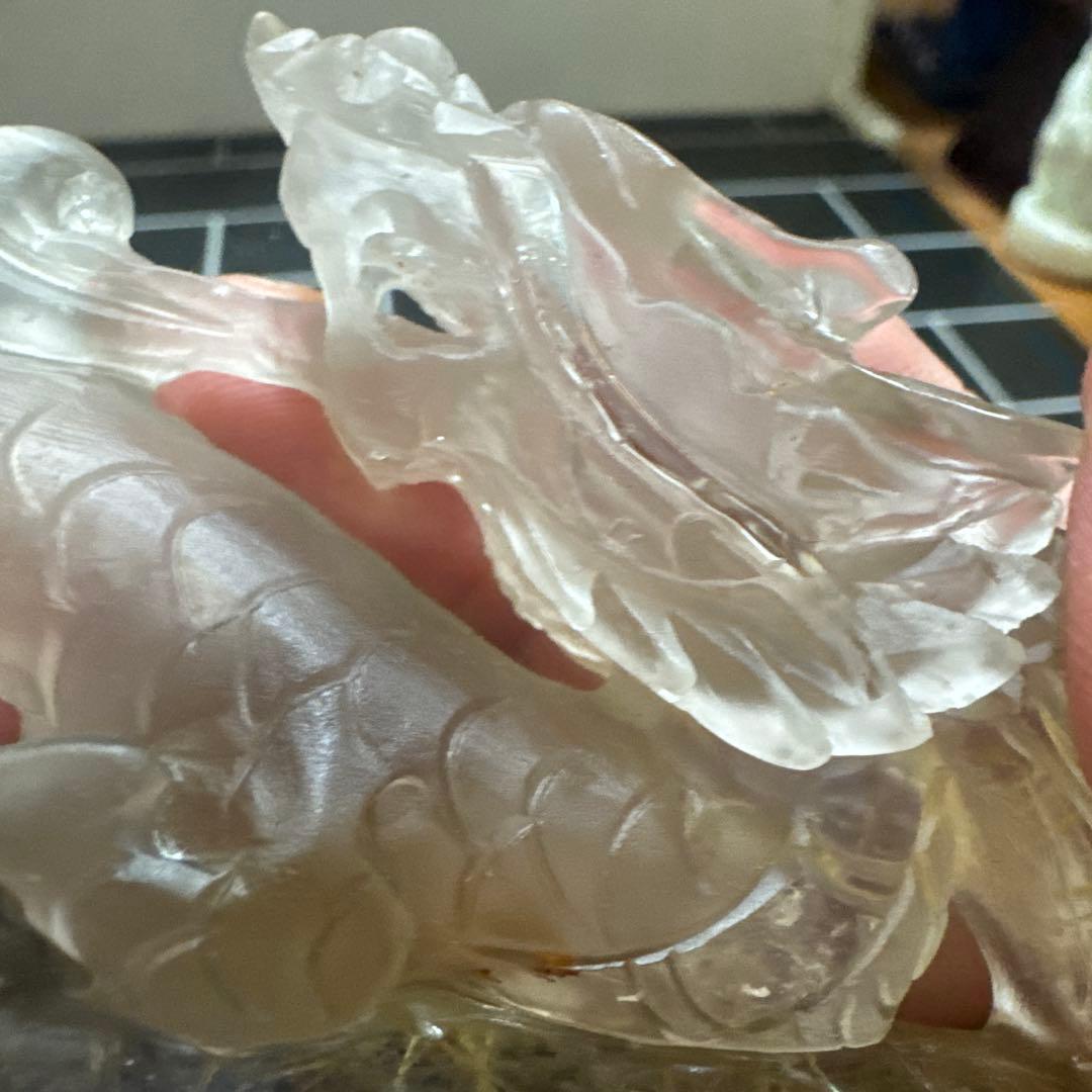 【高品質】ゴールドルチル 龍彫刻 原石置物 台座付