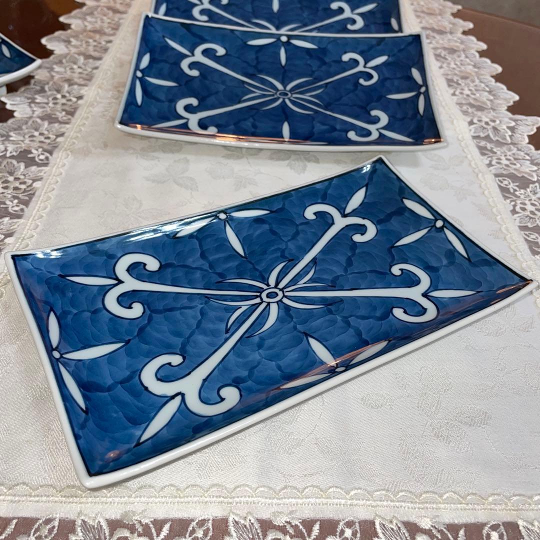 源右衛門　深付俵唐草　長角皿　5枚セット　未使用