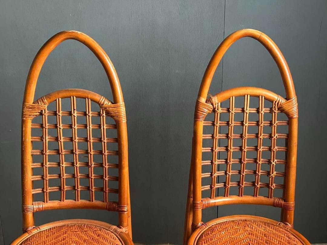 希少　ラタン　Rattan ハイバックチェア　バリ島　ヴィンテージ　2脚　IN