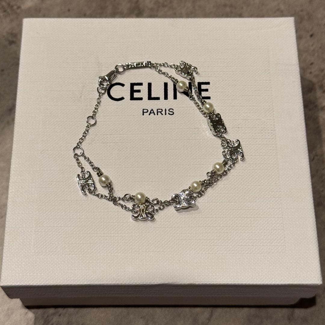 CELINE セリーヌ トリンオフ ブレスレット パール シルバー ブレスレット