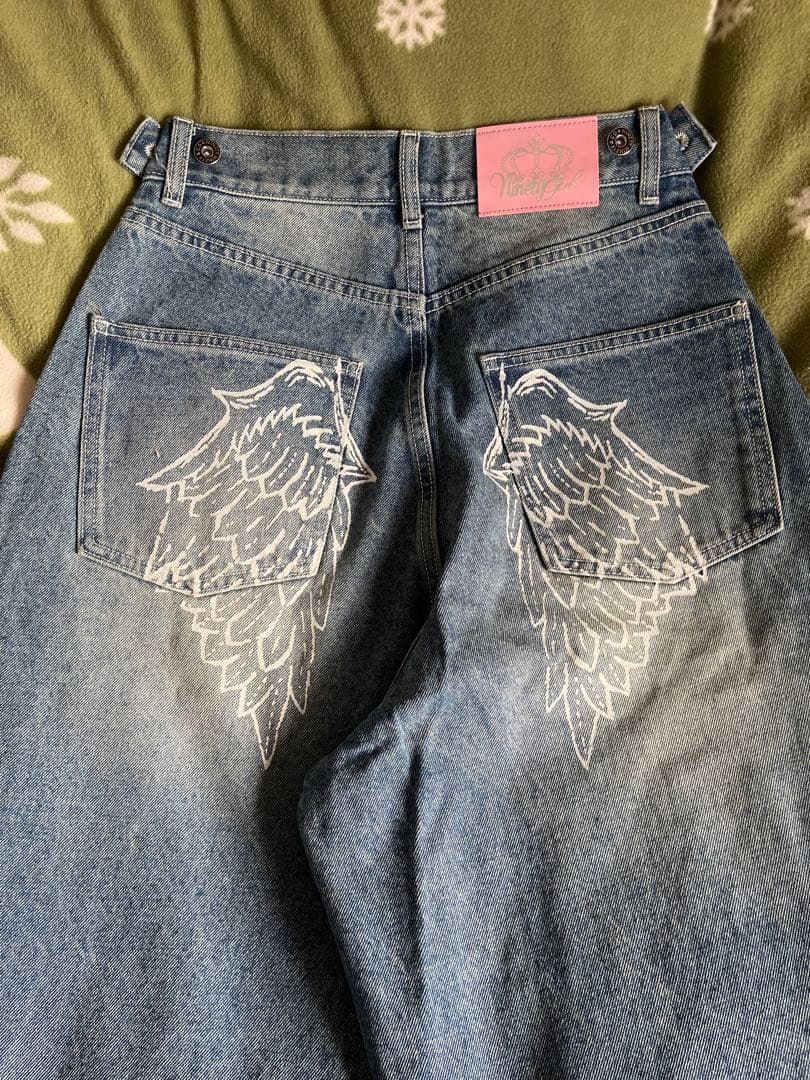 完売品 9090 Feather logo Buggy Denim Pants