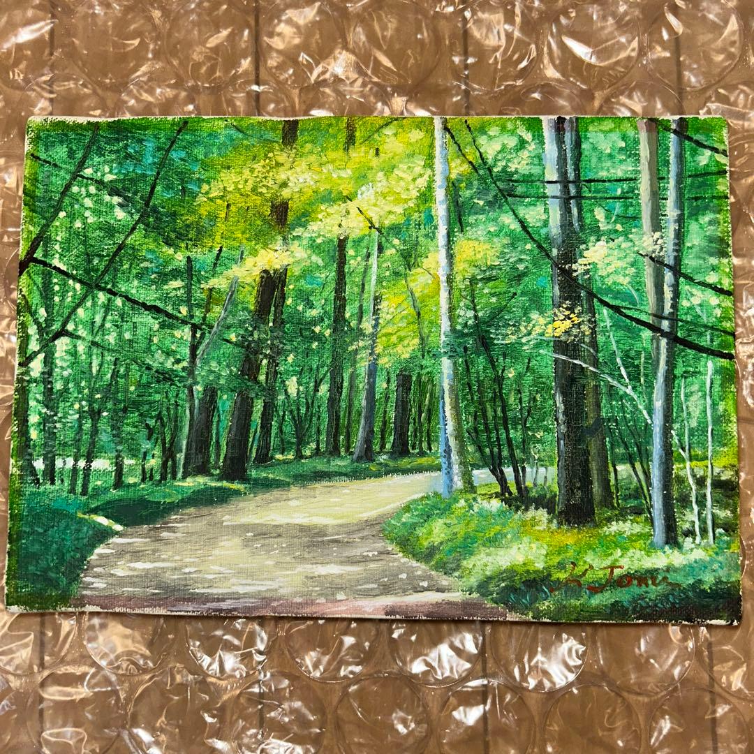 【作者不明】 軽井沢の朝 油絵/油彩/絵画/サインあり/額縁