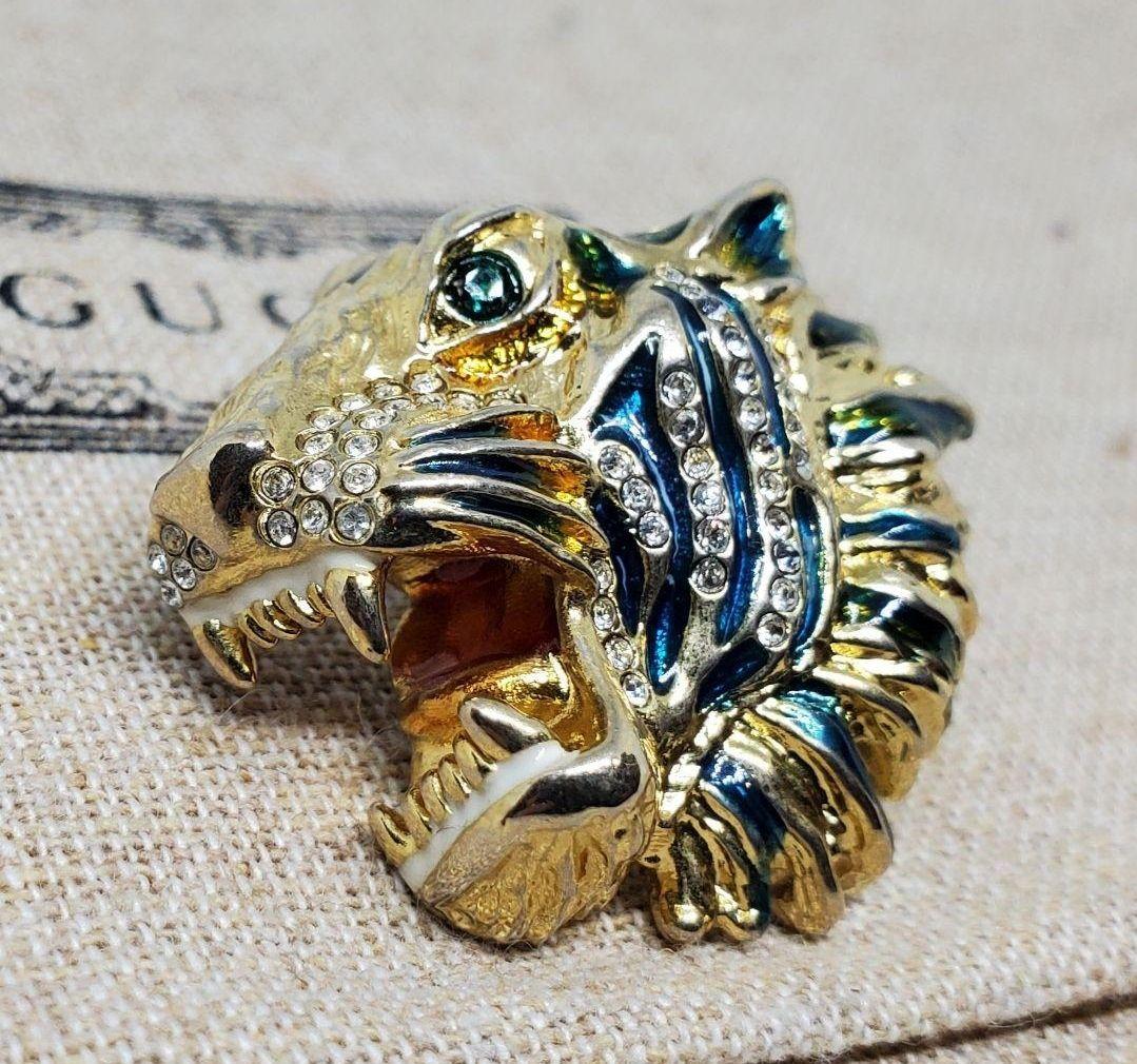 【超レア廃盤美品】GUCCI ビジュ ピアス タイガー ヘッド ラインストーン