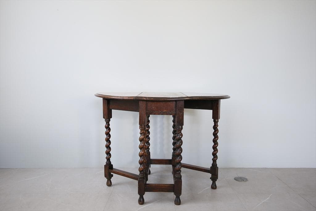 英国アンティーク木製ゲートレッグテーブル/ダイニング机バタフライ(91-262)