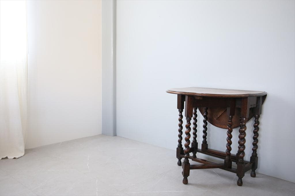 英国アンティーク木製ゲートレッグテーブル/ダイニング机バタフライ(91-262)