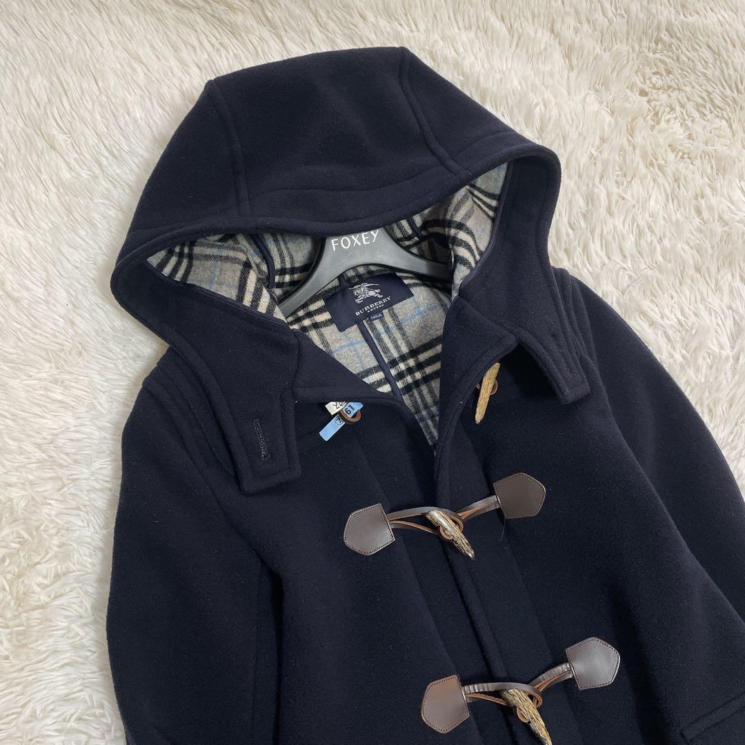 バーバリーロンドン ダッフルコート ネイビー ノバチェック XS相当　140cm