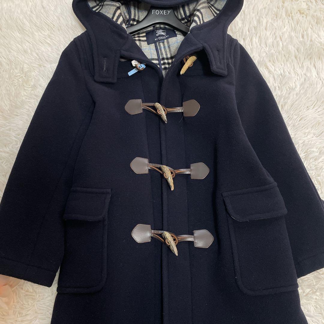 バーバリーロンドン ダッフルコート ネイビー ノバチェック XS相当　140cm