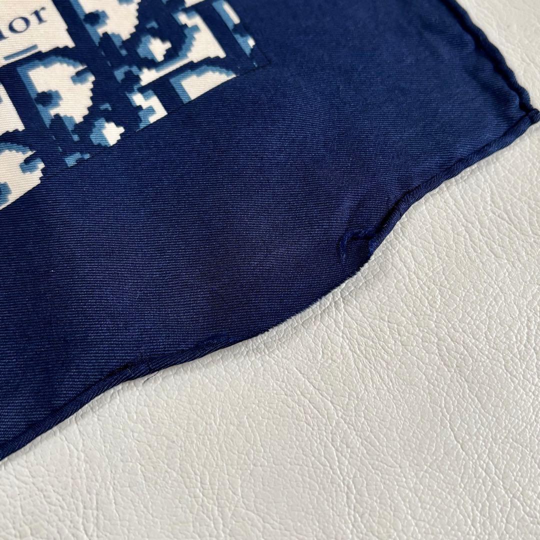 【クリスチャンディオール】トロッター スカーフ シルク100 ネイビー 紺色