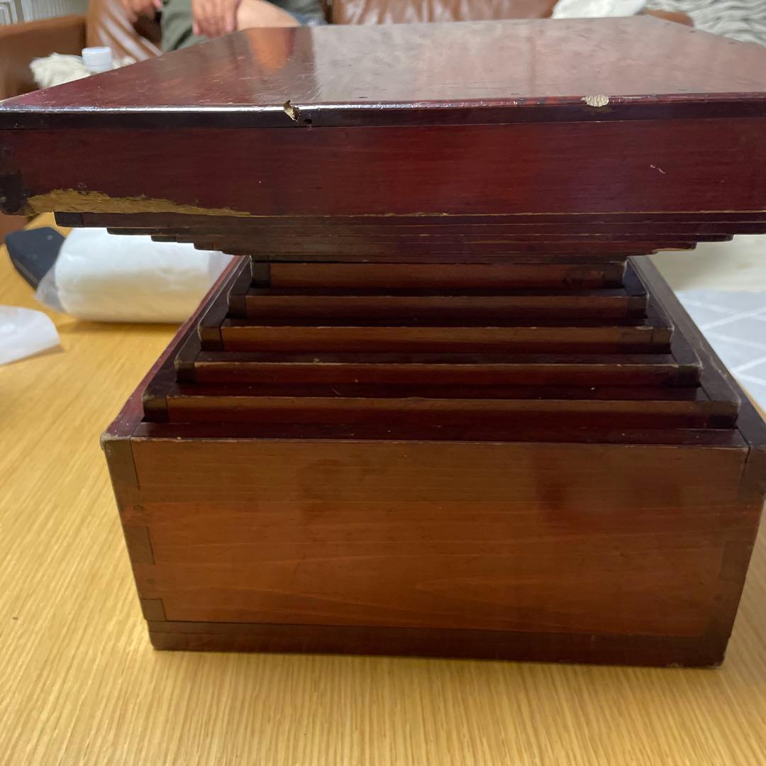 漆塗り　入れ子　7段　木箱　7個組　昭和レトロ　アンティーク　蓋付　ヴィンテージ