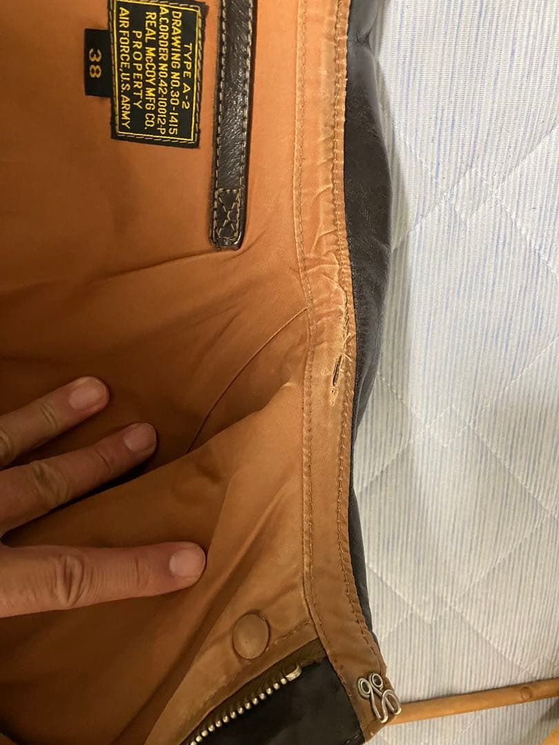 旧THE REAL McCOY'S TYPE A-2 レザージャケット 38