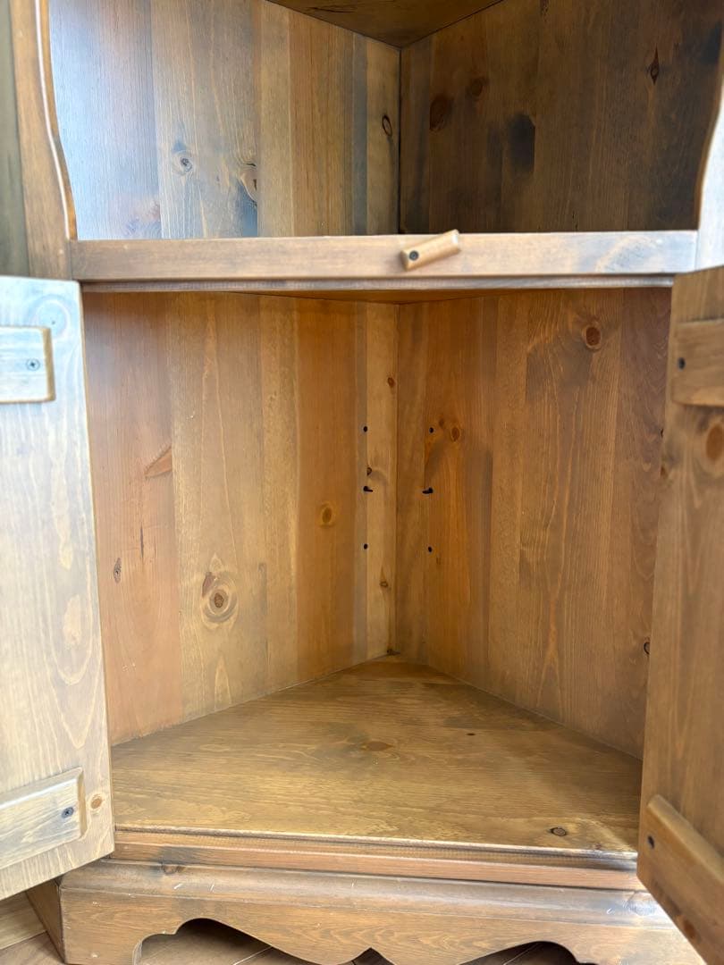 アンファン 廃盤 コーナーカップボード 本棚 食器棚 シェルフ カントリー家具