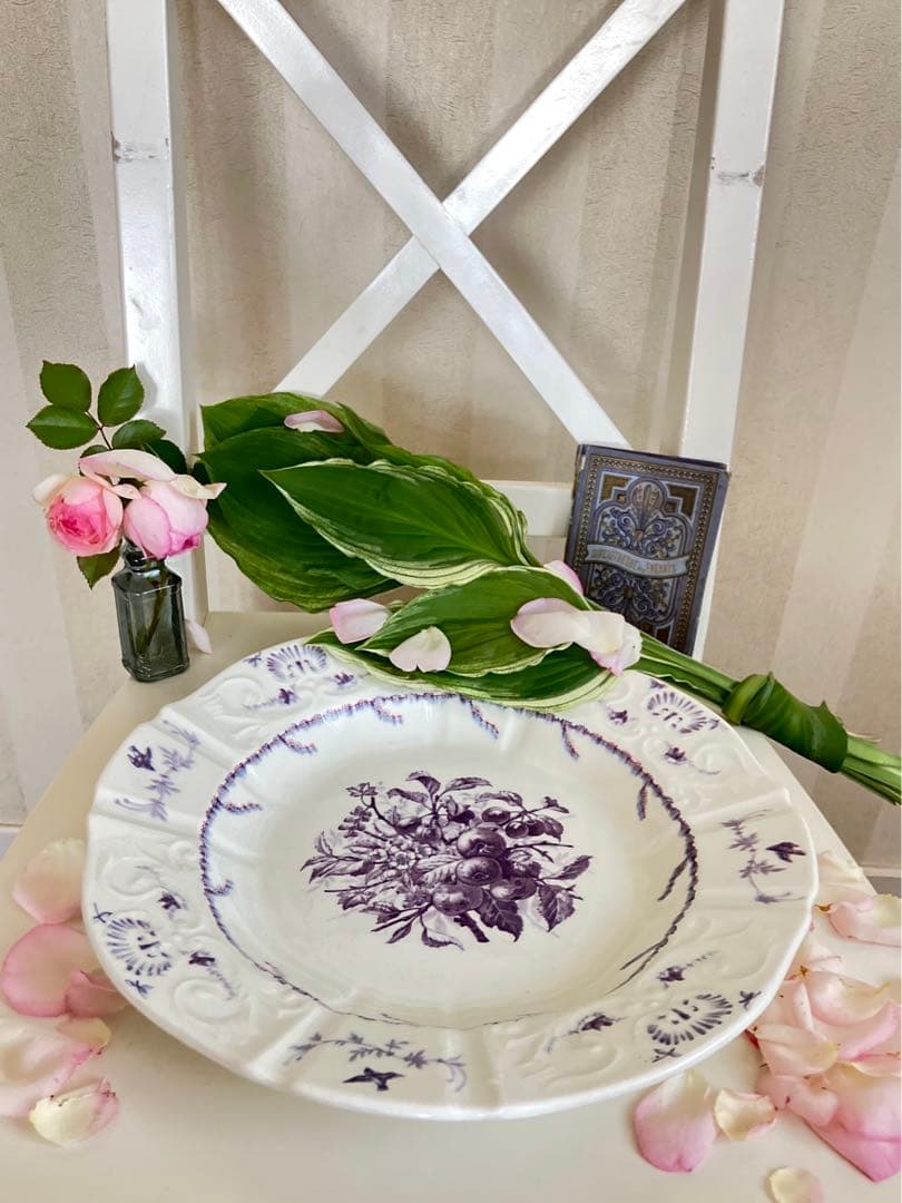 1890年代製 フランス クレールフォンテーヌ窯のポンパドゥールプレート33cm