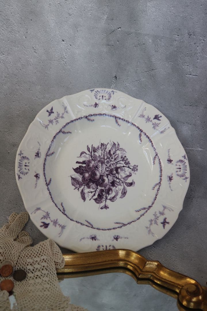 1890年代製 フランス クレールフォンテーヌ窯のポンパドゥールプレート33cm