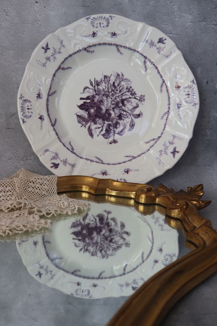 1890年代製 フランス クレールフォンテーヌ窯のポンパドゥールプレート33cm