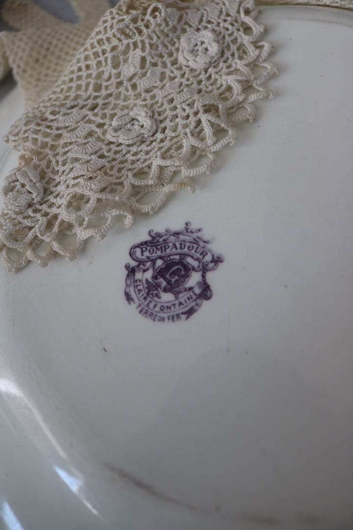 1890年代製 フランス クレールフォンテーヌ窯のポンパドゥールプレート33cm