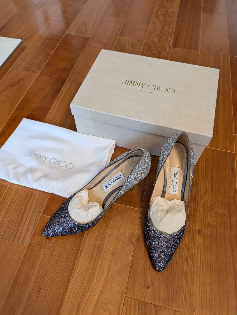 JIMMY CHOO ネイビー・シルバー ROMY85
