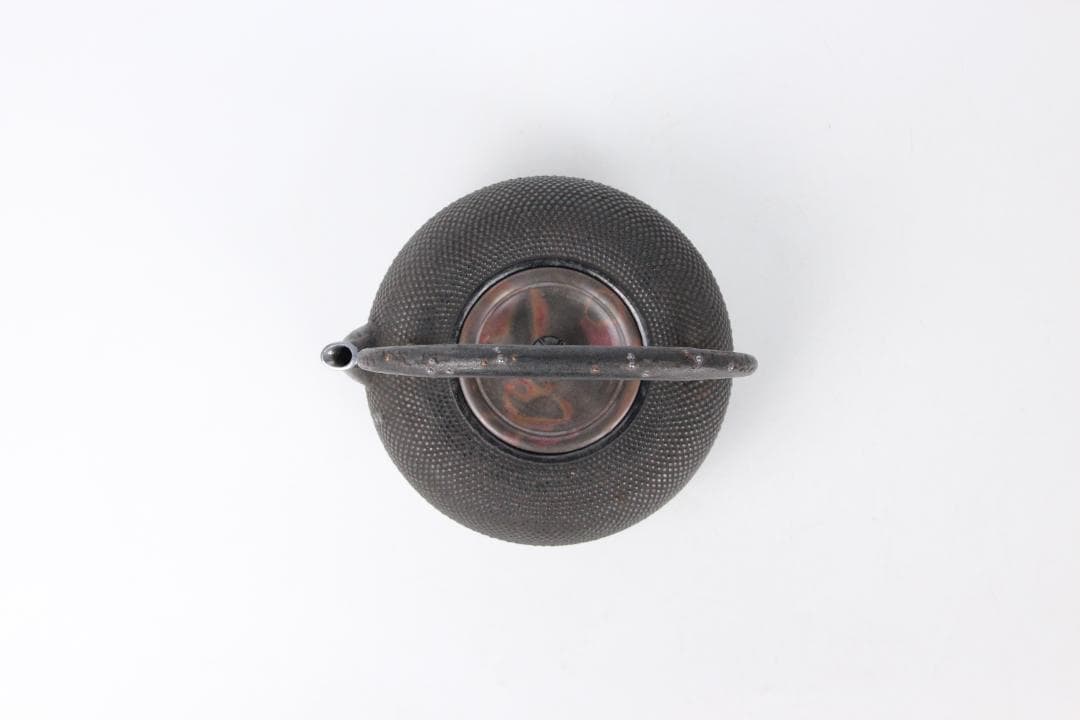 南部 保寿堂 銅蓋 銀口銀粒提手 1000ml 硬鉄 砂鉄 鉄瓶 FJ21-12