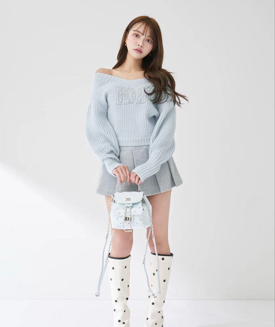 ファンシービーズDDロゴボリュームニットトップス （SAX）