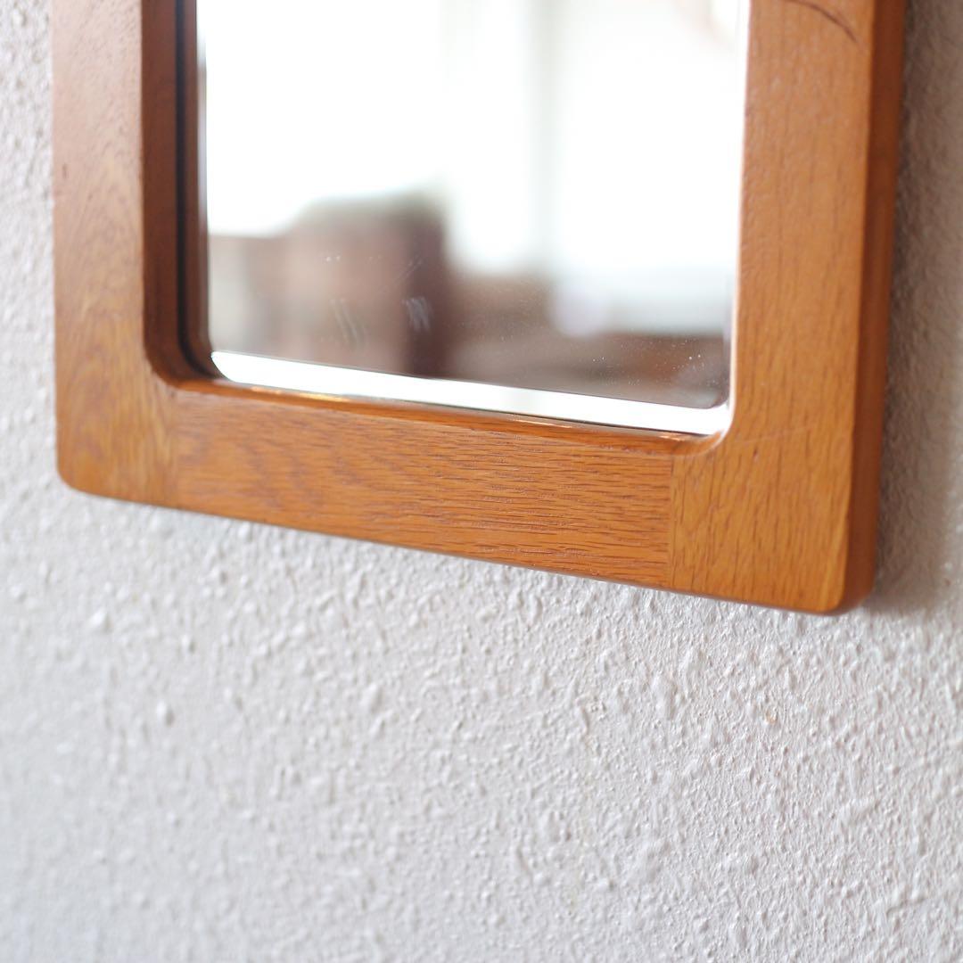 【ヴィンテージ】木製フレーム ウォールミラー（hikari製）面取り鏡面
