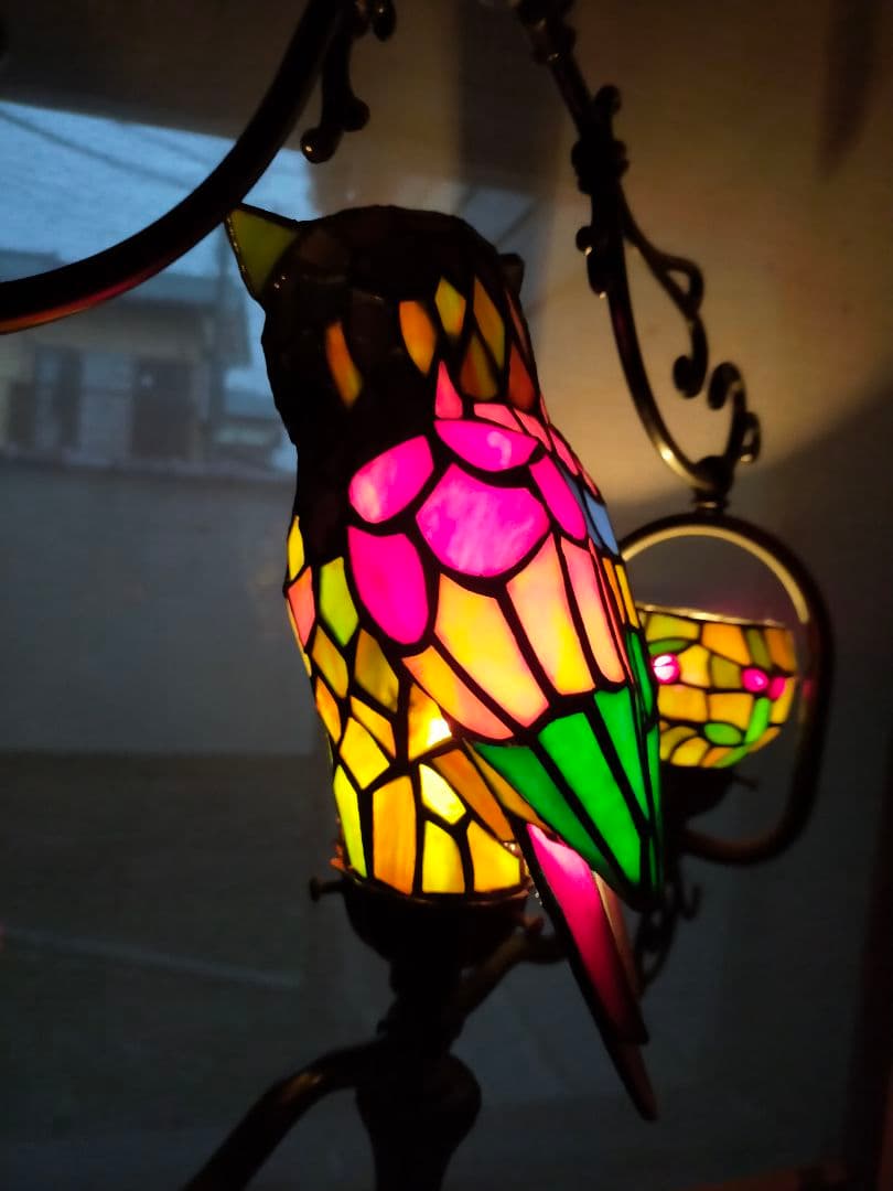 ステンドグラスランプ（フクロウ幸運）