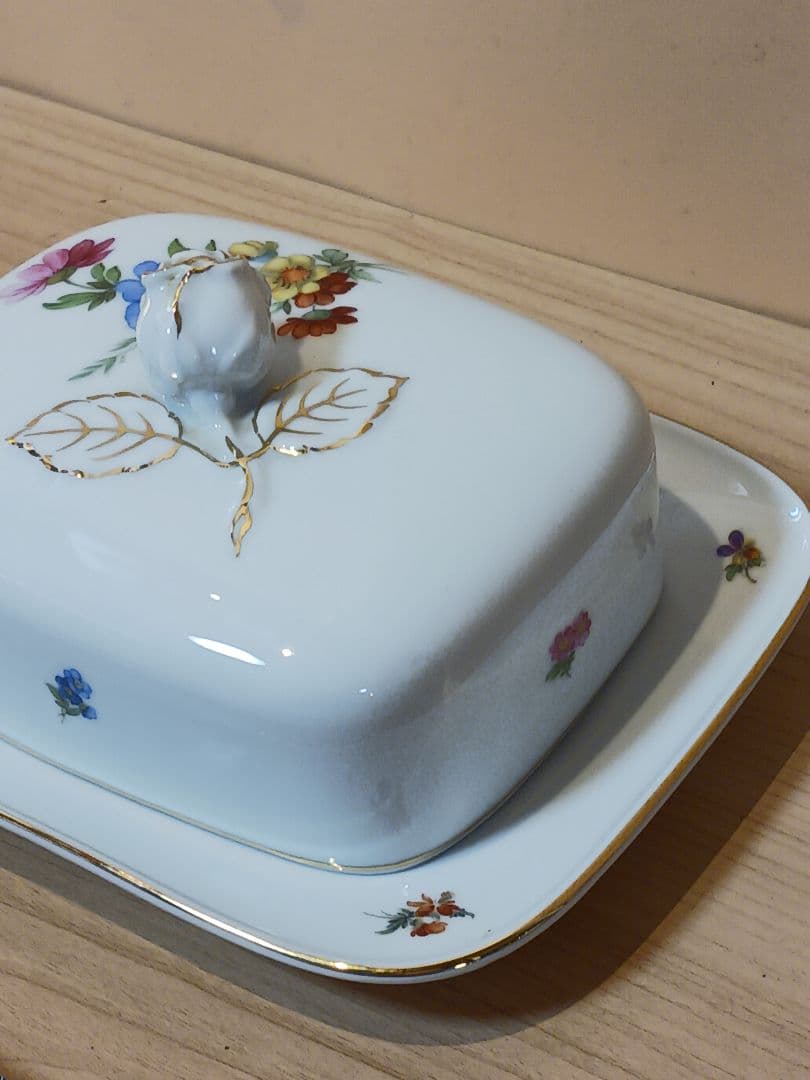 フュルステンベルグ　バターディッシュ　花柄陶器　バターケース