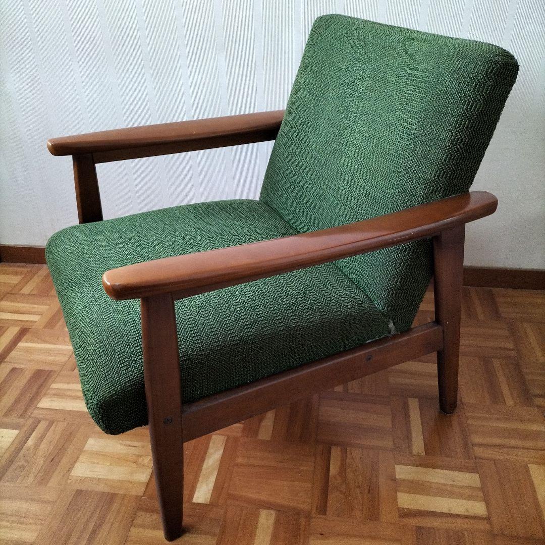 オールド　カリモク　Kチェア　グリーン