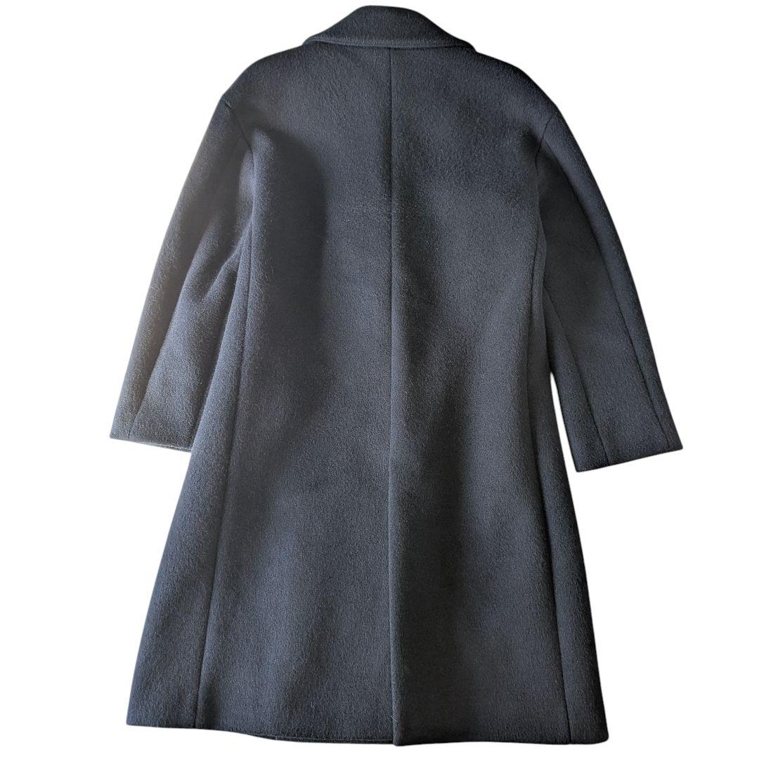 自由区 ウール ビーバー チェスターコート ロングコート シンプル 濃紺 黒