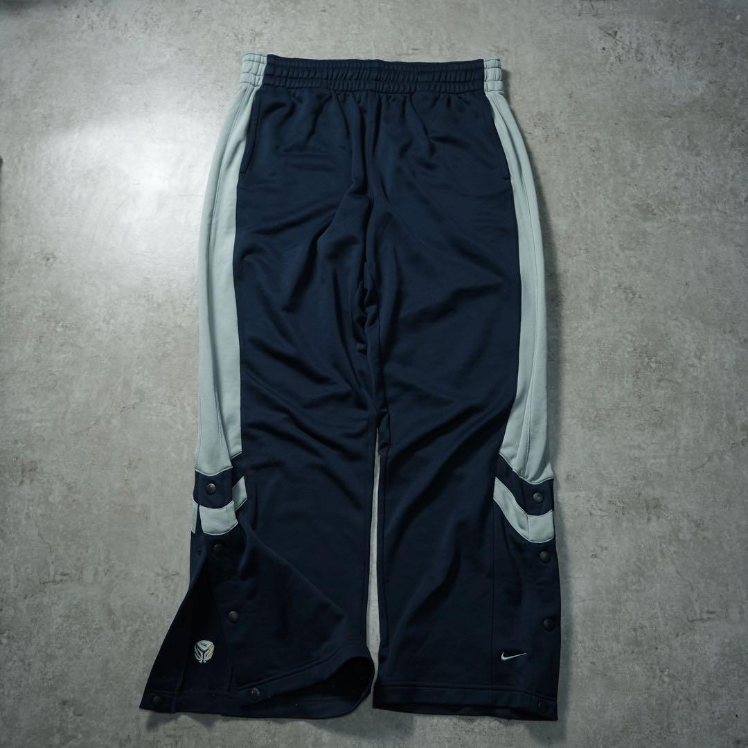 00s NIKE バギートラックパンツ 極太 サイドスナップ 刺繍ロゴ y2k