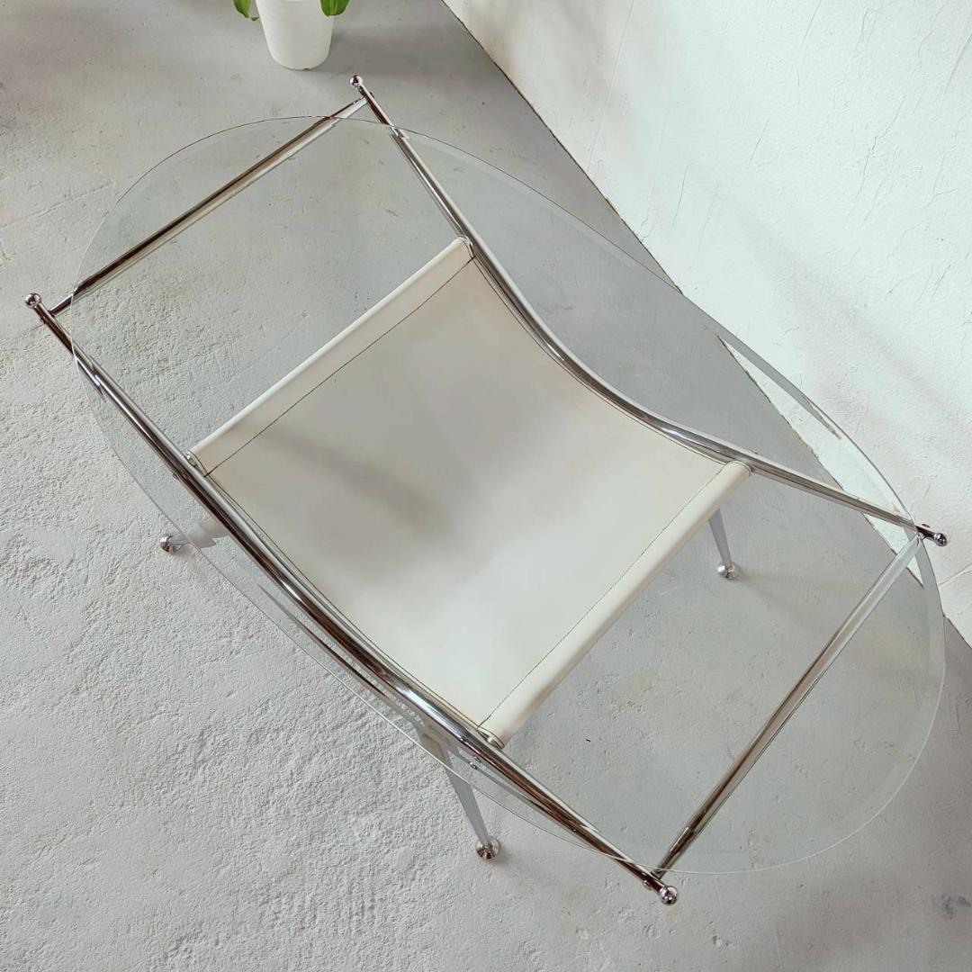 ミッドセンチュリー ガラステーブル アイボリー センターテーブル 白