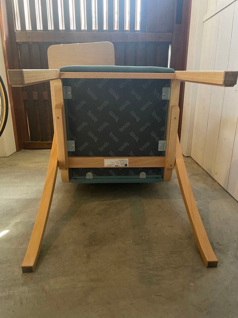 希少！廃盤状態良し　天童木工 机付きチェア Tendo 成形合板 グリーン 椅子