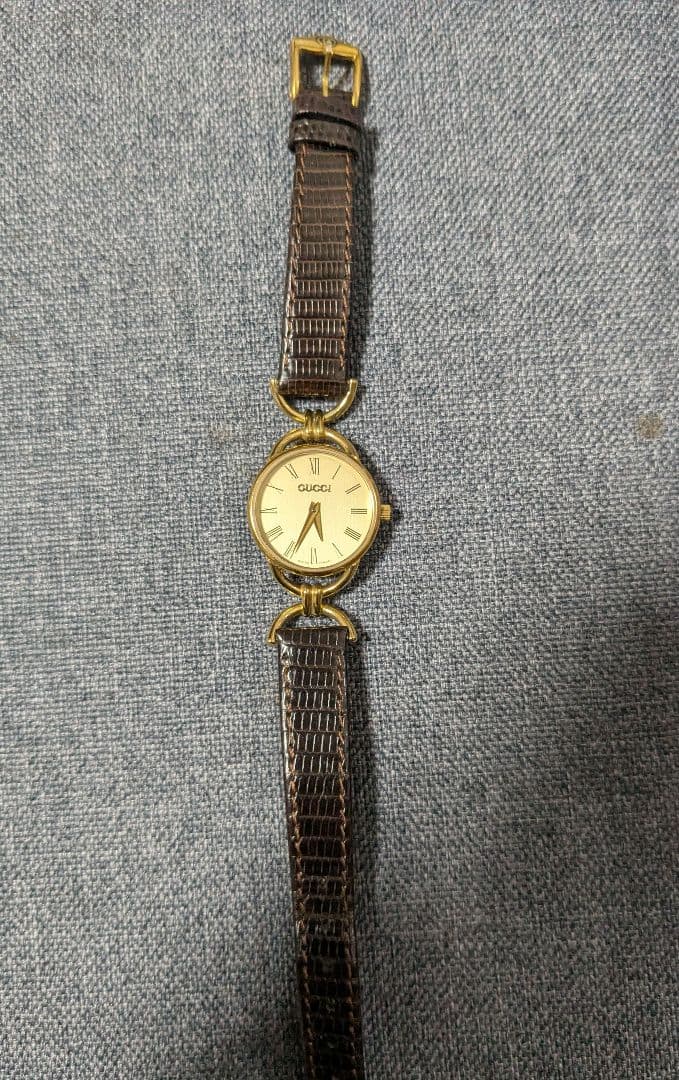 GUCCI グッチ 6000.2.L 腕時計 GP/レザー クオーツ